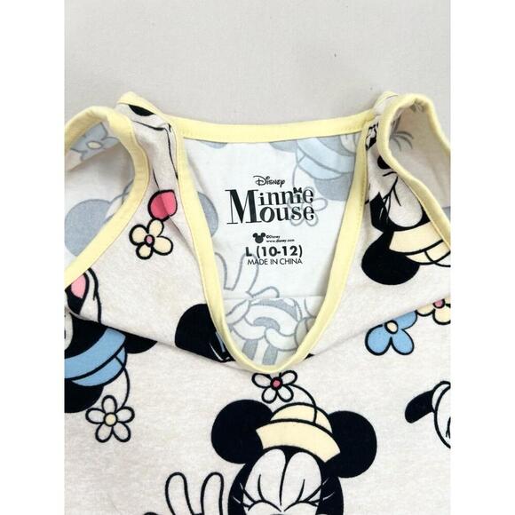 Disney Dress Girls Size Large 10/12 White Sleeveless Mickey Minnie Floral Print - Picture 5 of 9